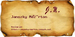 Janszky Márton névjegykártya