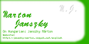 marton janszky business card